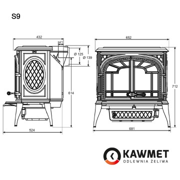 Фото7.Чавунна піч KAWMET Premium S9 (11,3 kW)